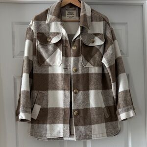 Ashley By 26 International Brown and White Plaid Jacket